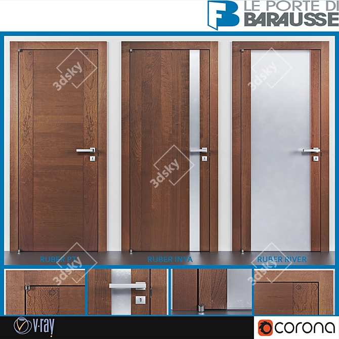 Elegant Barausse Doors 3D model image 1