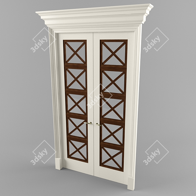 Provence Wooden Insert Door 3D model image 1