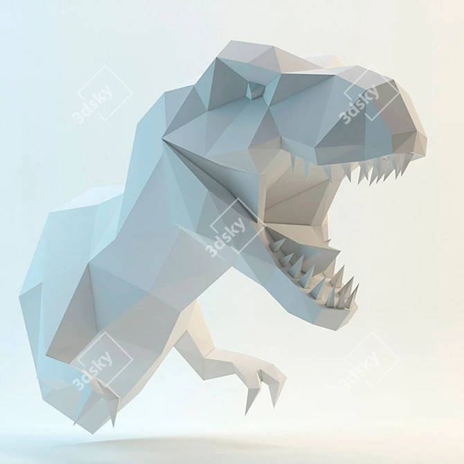 Dino Head Decor | Lowpoly Tyranno 3D model image 1