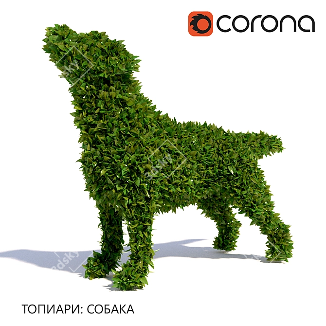 Doggy Delight: Elegant Garden Topiary 3D model image 1