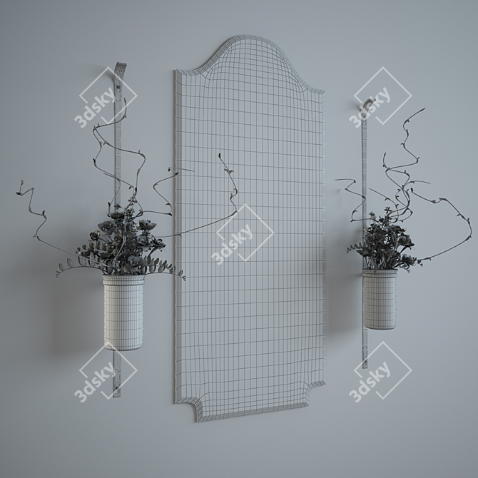 Elegant Mirror Décor Set 3D model image 2