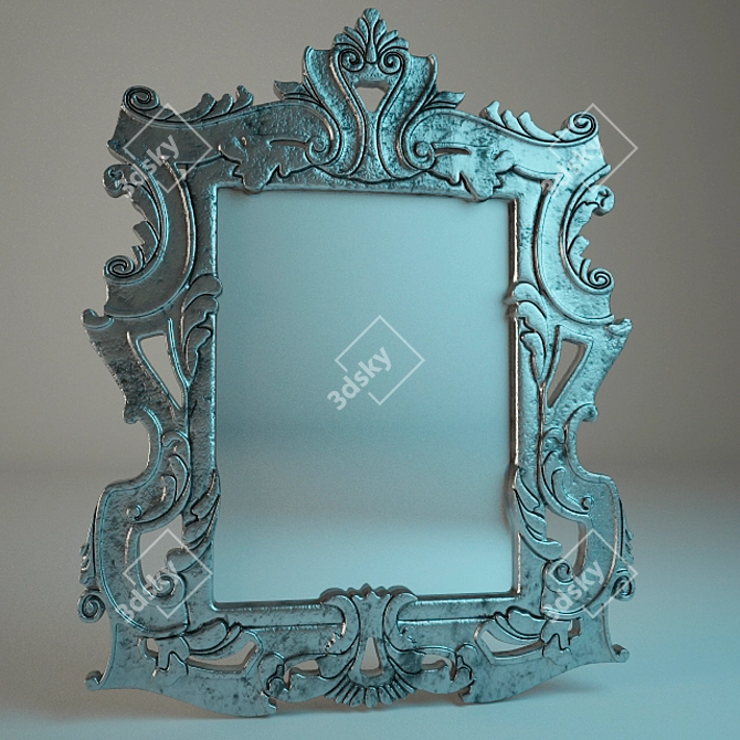 Antique Silver Frame Mirror 3D model image 1