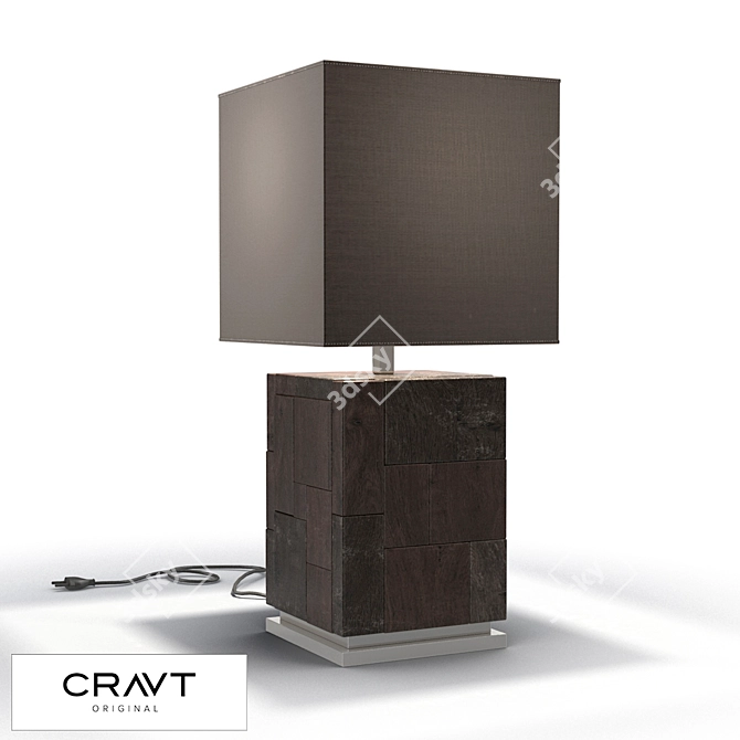 Elegant Basu Black Lamp: H660xW300xD300mm 3D model image 1