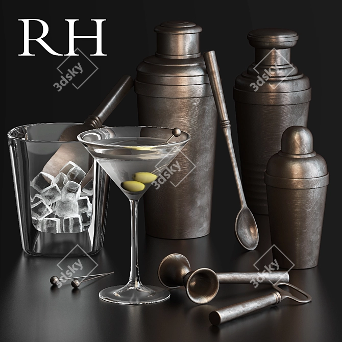 Vintage Hotel Bar Collection 3D model image 1