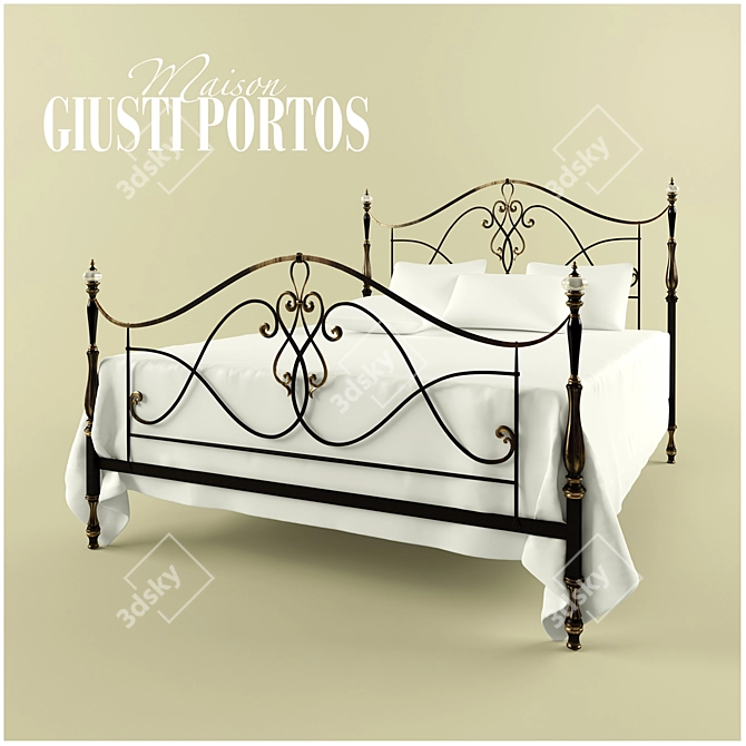 Elegant forged bed 3D model image 1