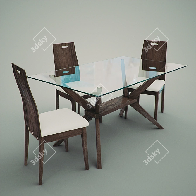 Elegant Magna 5-Piece Dining Set 3D model image 1
