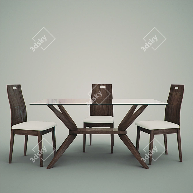 Elegant Magna 5-Piece Dining Set 3D model image 2