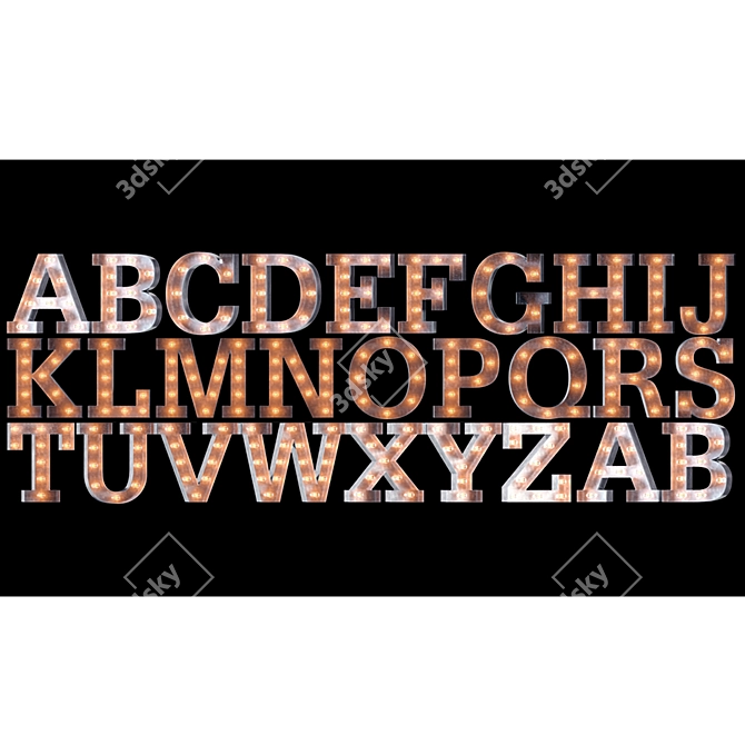 Glowing 50cm Retroblock Alphabet EN 3D model image 2