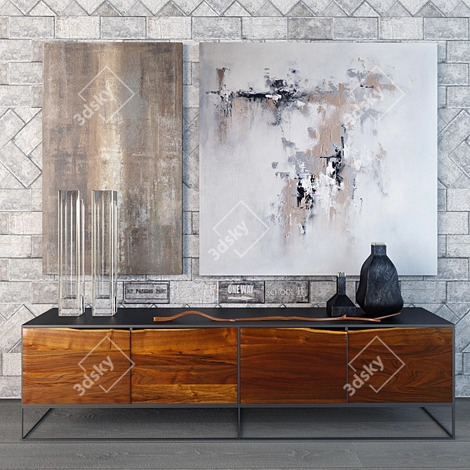 Elegant Rustic Modern Decor Set 3D model image 1