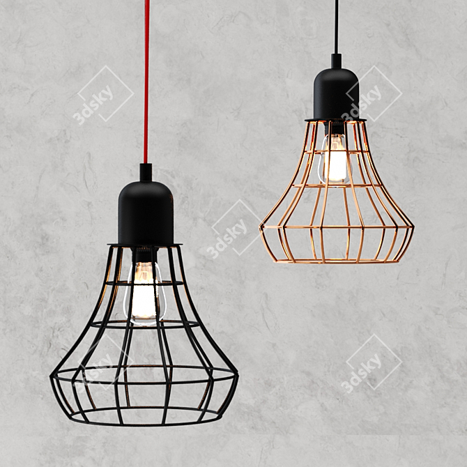 Rustic Industrial Cage Lamp 3D model image 1