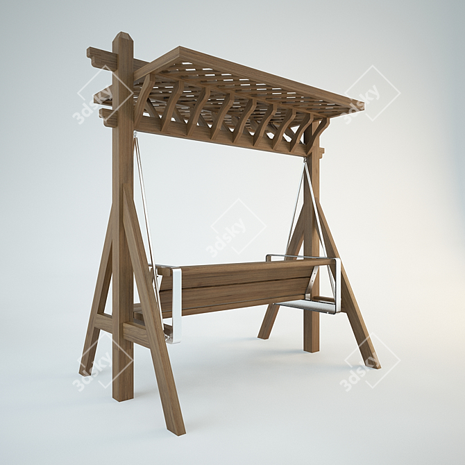 Wooden Garden Swings 3D model image 2