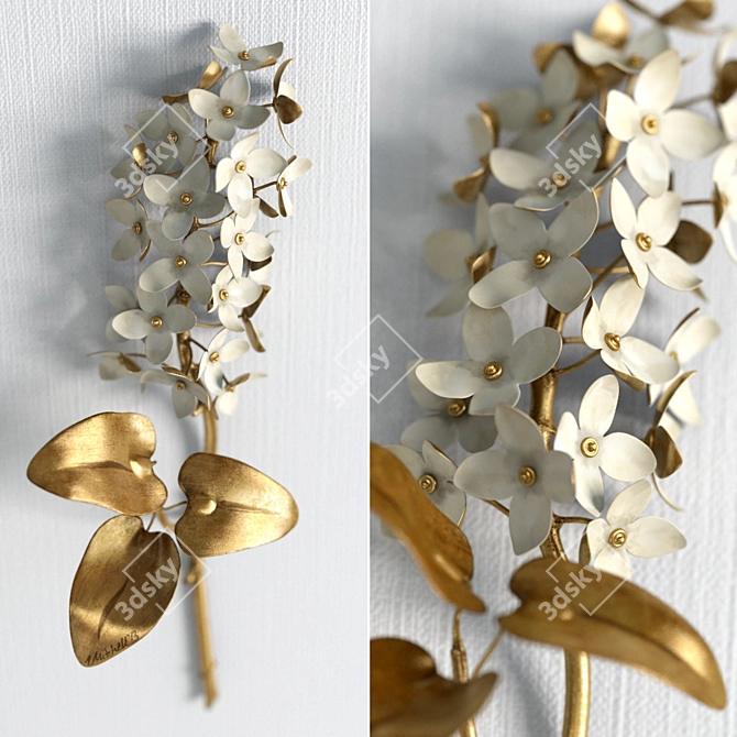 Elegant Gilded Flower Wall Decor 3D model image 1