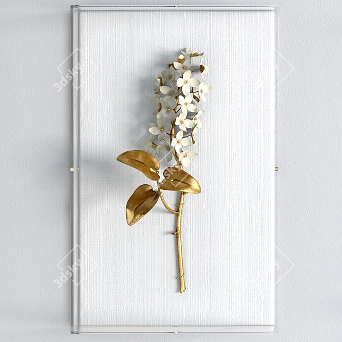 Elegant Gilded Flower Wall Decor 3D model image 2