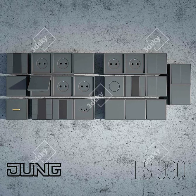 Jung LS 990 Outlet: Versatile Colors & Styles 3D model image 1