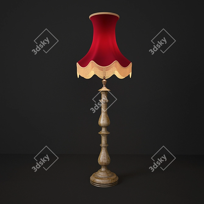 Luxury Silk Lamp with Oak Base 3D model image 1