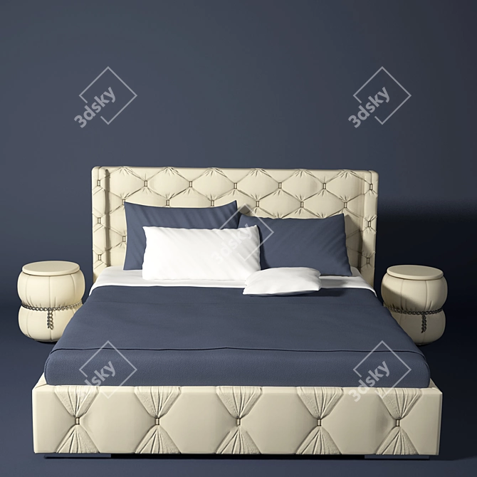 Capri Bed & Bedside Tables Set 3D model image 2