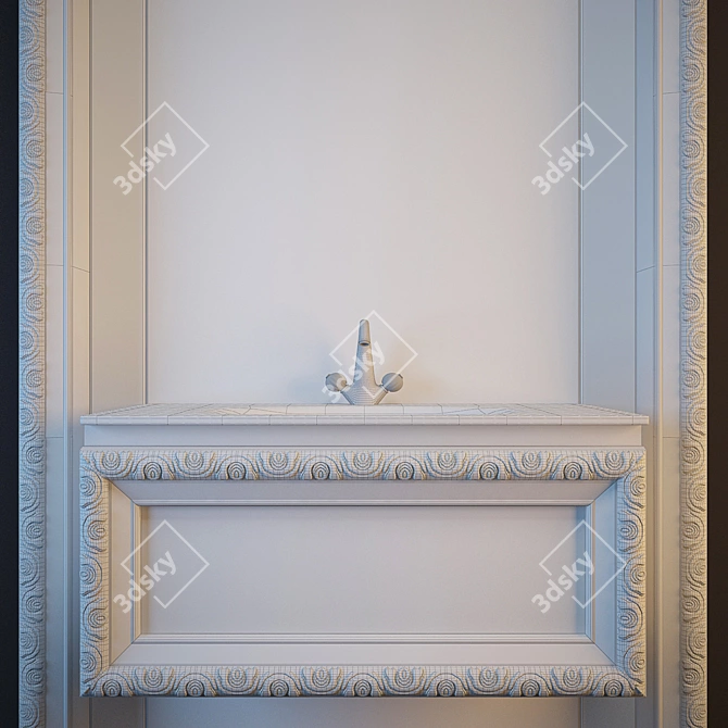 Elegant Bathroom Furniture Set 3D model image 3