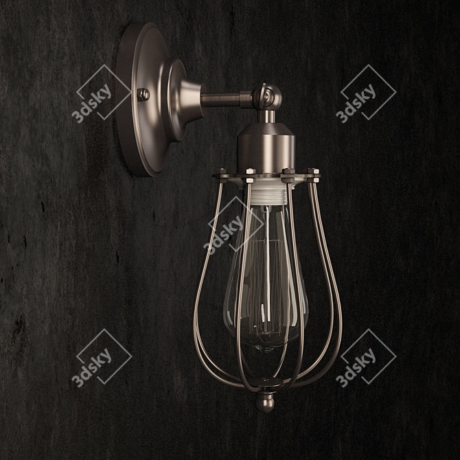 Vintage Filament Cage Wall Sconce 3D model image 1