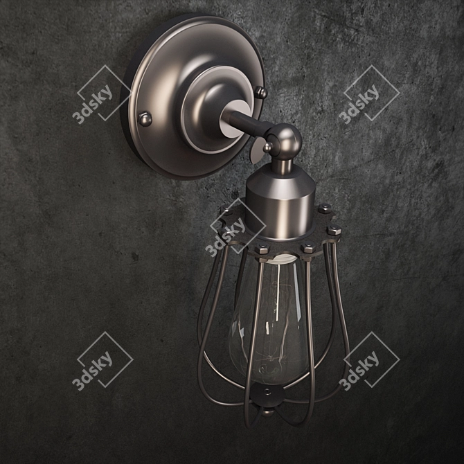 Vintage Filament Cage Wall Sconce 3D model image 2