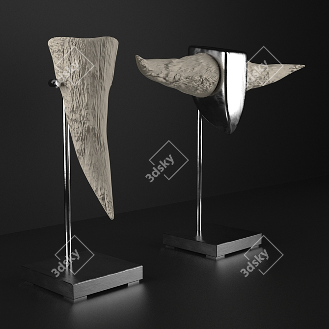 Sleek Steel and Bone Sculpture 3D model image 1