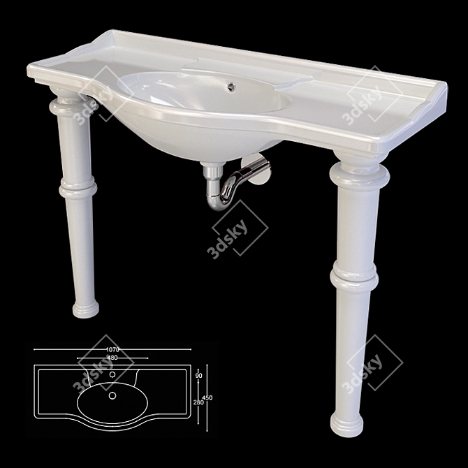 Royal Console Washbasin: Elegant Ceramica Althea Design 3D model image 4