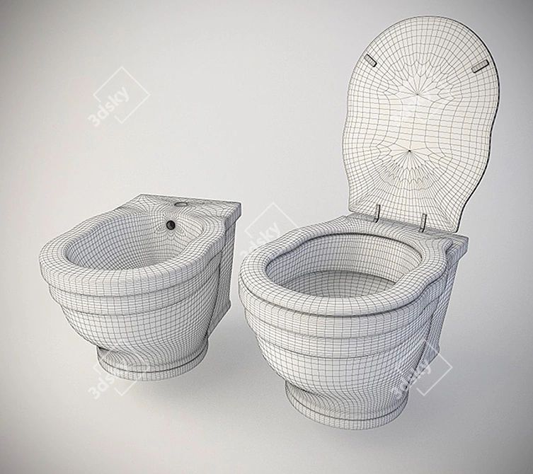 Ceramica Althea Royal Toilet & Bidet Combo 3D model image 3