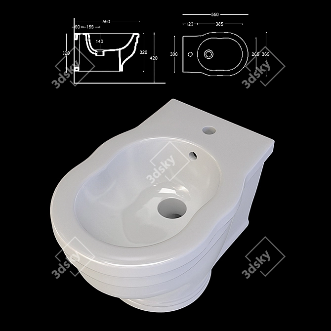 Ceramica Althea Royal Toilet & Bidet Combo 3D model image 6