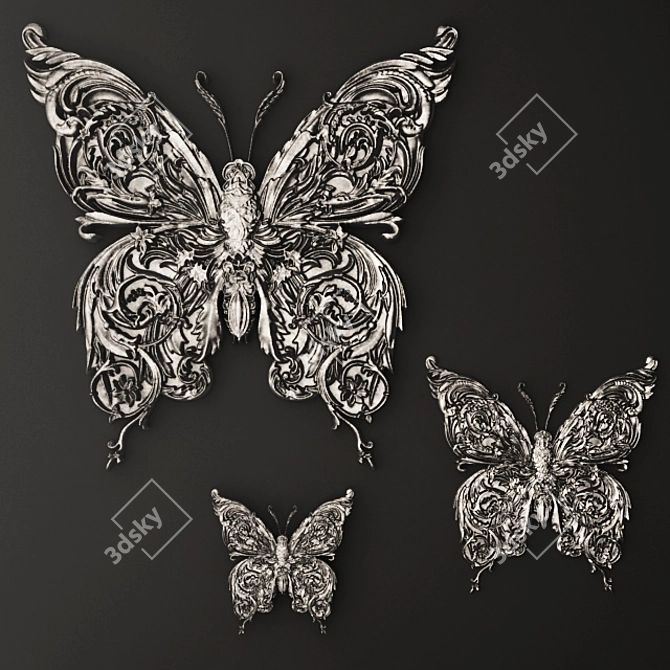 Butterfly Stucco Wall Decor 3D model image 1