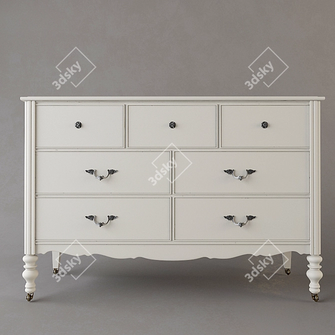 Lisette Wide Dresser: Elegant Storage Solution 3D model image 1