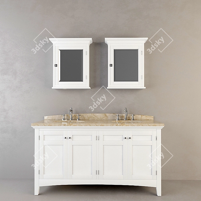 Title: Elegant RH Cartwright Double Vanity 3D model image 1