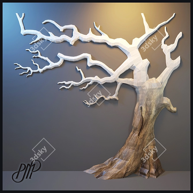 Artistic Wood Wall Sculpture 3D model image 2