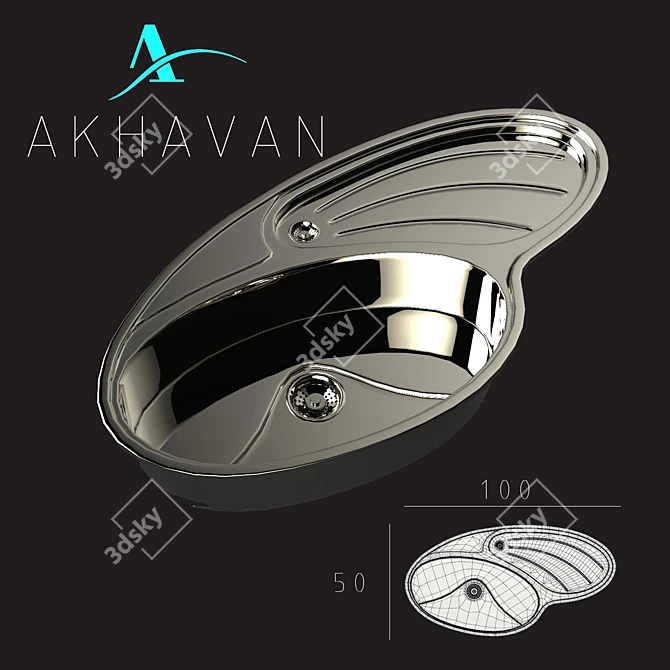 Akhavan Polished Kitchen Sink - 100*50 cm 3D model image 1