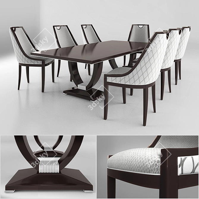 LCI 2015 Dining Set: Stylish Wood and Fabric Furniture 3D model image 1
