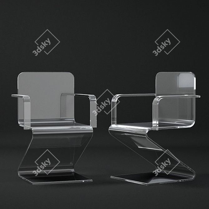 Elegant Glass Armchair 3D model image 2