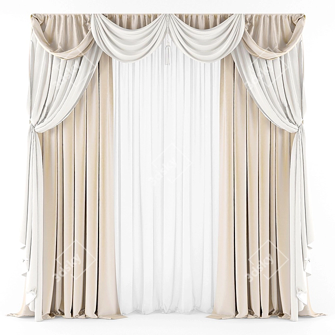 Classic Elegance: Stylish Curtains 3D model image 1