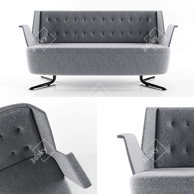 ESTEL EMBRACE: Stylish 2-Seater Sofa 3D model image 2