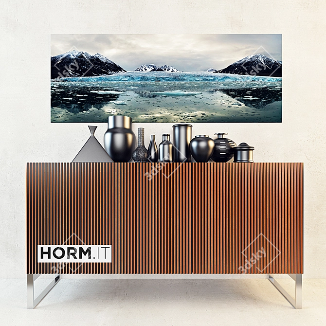 Horm Leon Console + Vases: Style Meets Function 3D model image 1