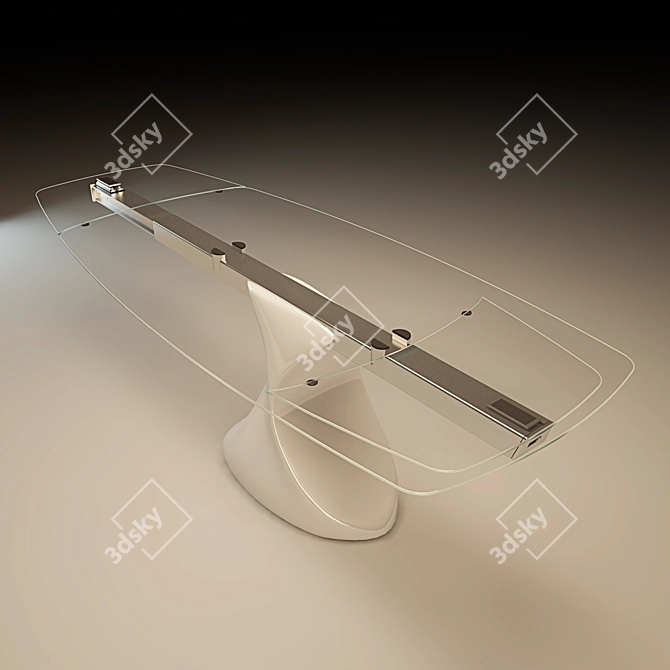 Modern Extendable Table with Aluminum Guides and Tempered Glass by Tonin Casa - Shanghai 3D model image 2