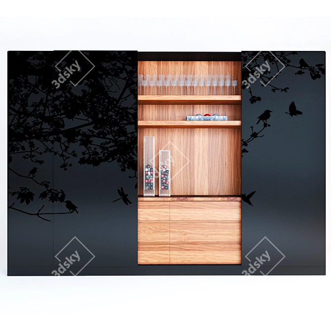Modern Style Custom Kitchen with Island 3D model image 2