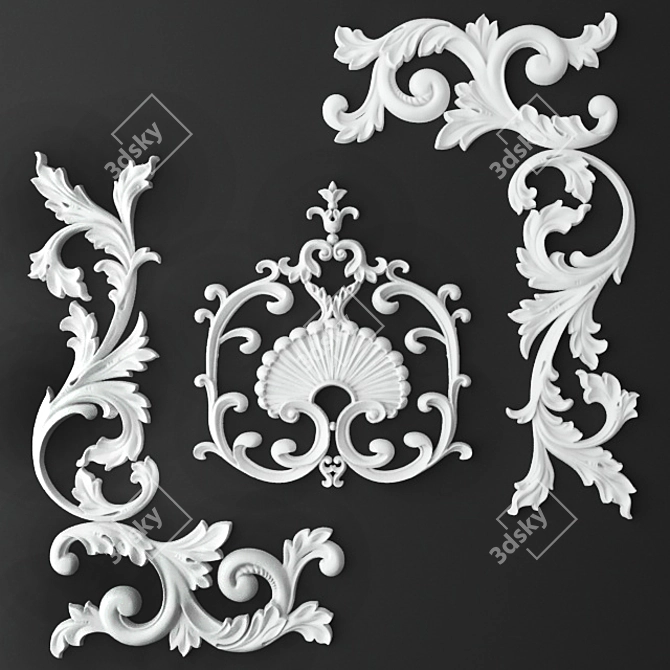 Elegant Corner Moldings 3D model image 1