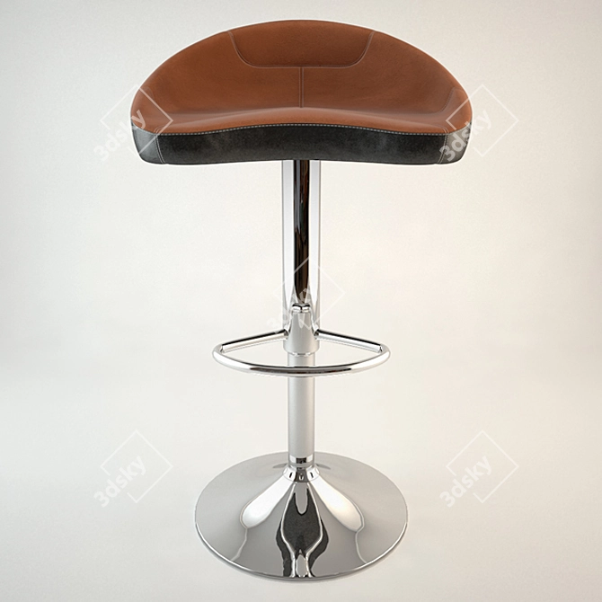 Sleek Black Bar Stool 3D model image 1