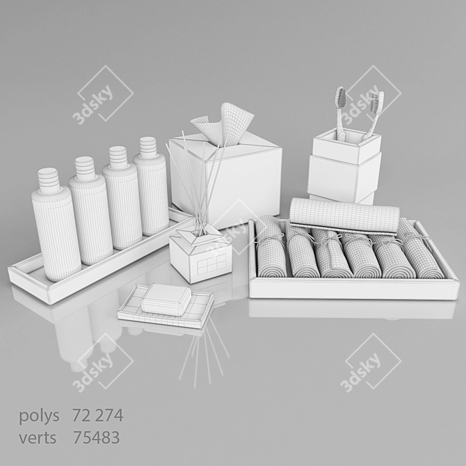 Elegant Bathroom Set 3D model image 2