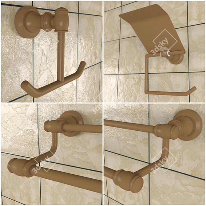 2-in-1 Towel Hangers & Paper Holder 3D model image 2