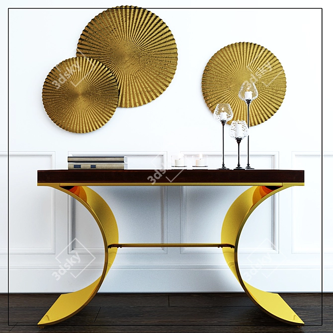 Elegant Decor Set: Seville Console, Apollo Medallions 3D model image 1