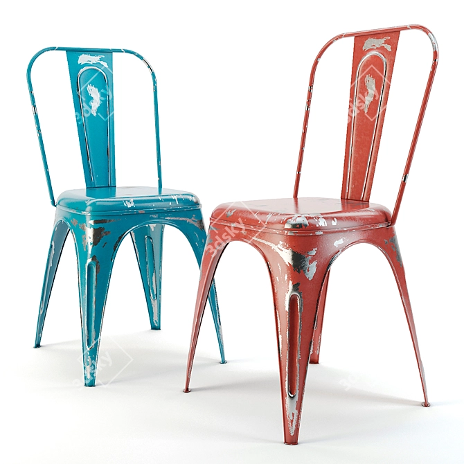 Elegant Ruby Red Dining Chair 3D model image 1
