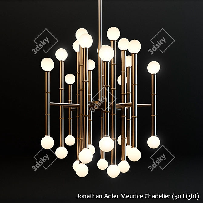 Elegant Brass Meurice Chandelier 3D model image 1