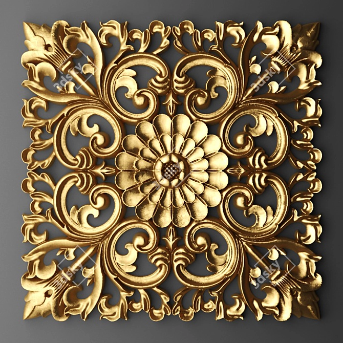 Elegant Rosette Carving Pattern 3D model image 1