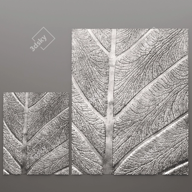 Custom Carved Wood Wall Panel 3D model image 1