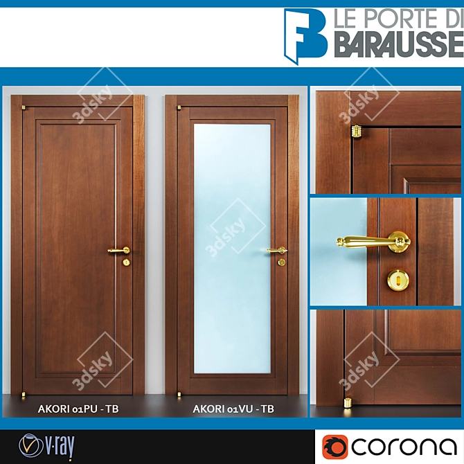 Elegant Barausse Doors Collection 3D model image 1