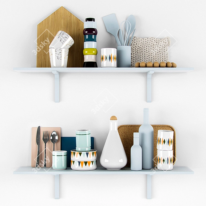 Scandinavian Chic Crockery Set 3D model image 1